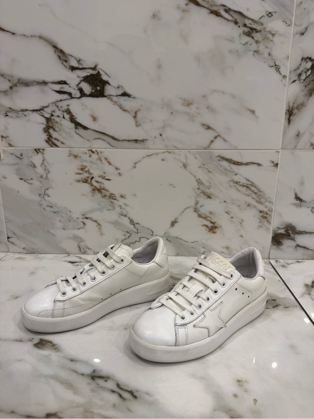 Golden Goode White Leather Pure-Star Accent Sneakers - Picture 4 of 10